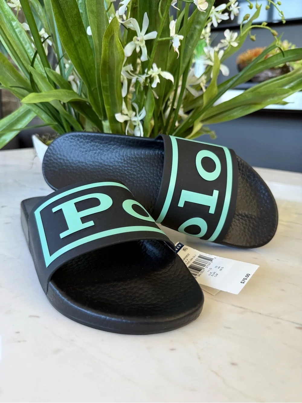 New POLO Logo Slide Men’s 11 Black/Mint